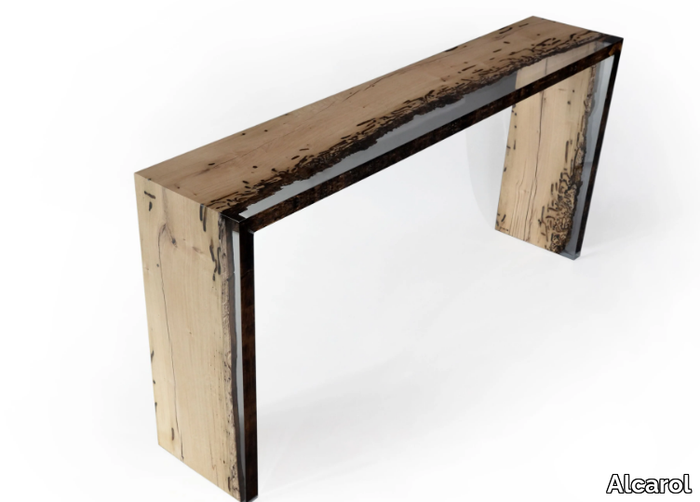 BENT ONE SIDE - Rectangular oak and resin console table _ Alcarol