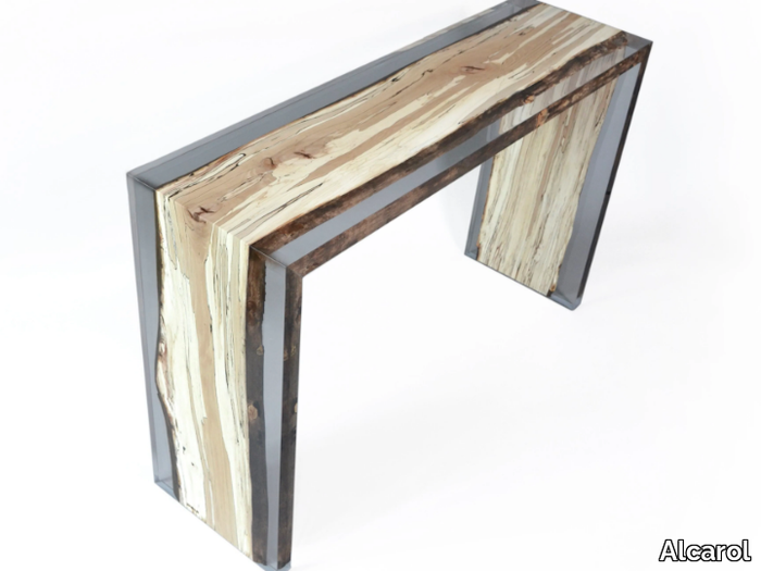 FUNGI - Rectangular solid wood and resin console table _ Alcarol