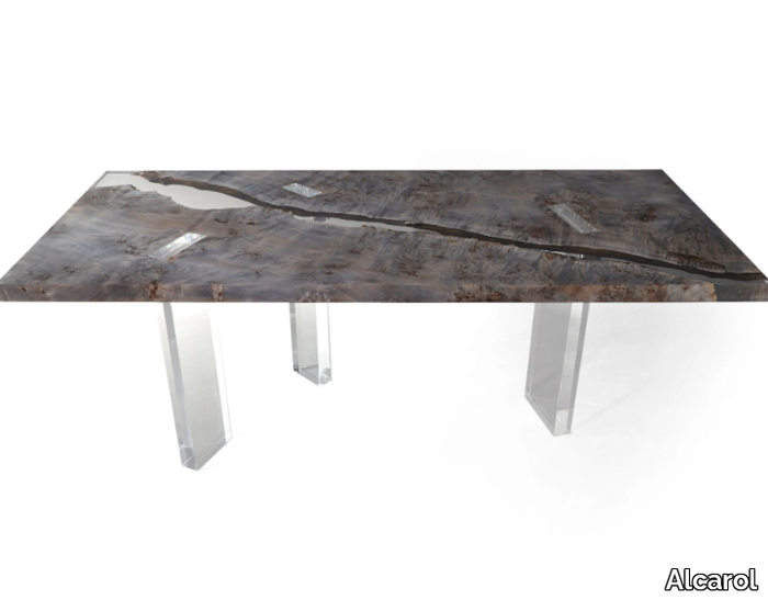 MOON - Rectangular poplar and resin table _ Alcarol