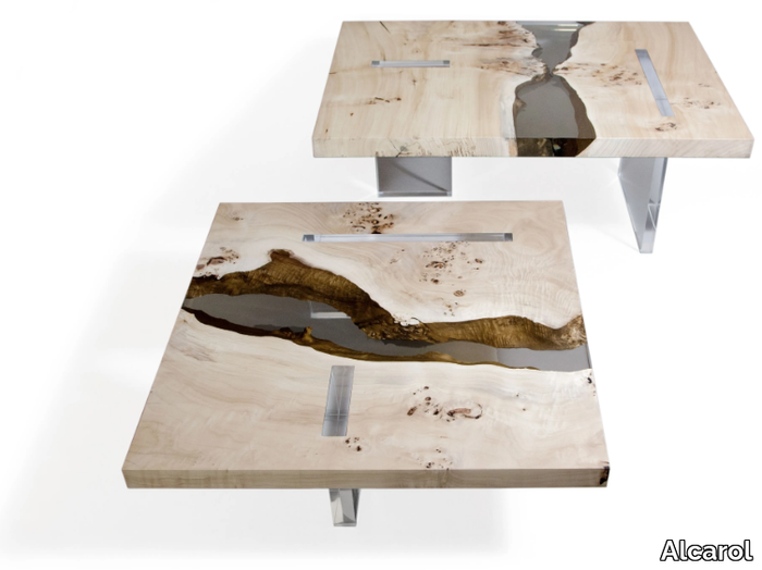 POPLAR - Low solid wood and resin coffee table _ Alcarol