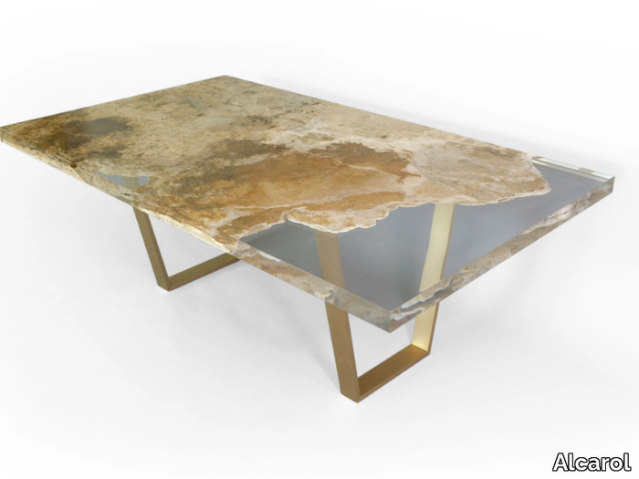 RAPOLANO - Rectangular rapolano travertine table _ Alcarol