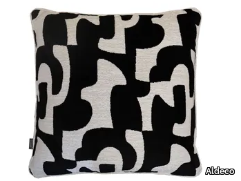 DECOUPÉ VELVET Linen Black - Motif square cushion _ Aldeco