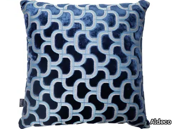 DIGBY VELVET Royal Blue - Motif square cushion _ Aldeco