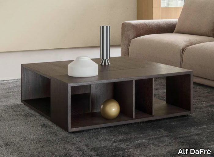 NORMAN - Square wooden coffee table with storage space _ Alf DaFrè