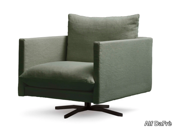 OSLO 2 - Swivel fabric armchair with armrests with 4-spoke base _ Alf DaFrè