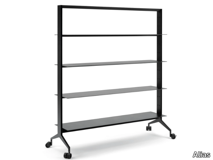 ALINE WORK_J10 - Open aluminium office shelving with castors _ Alias