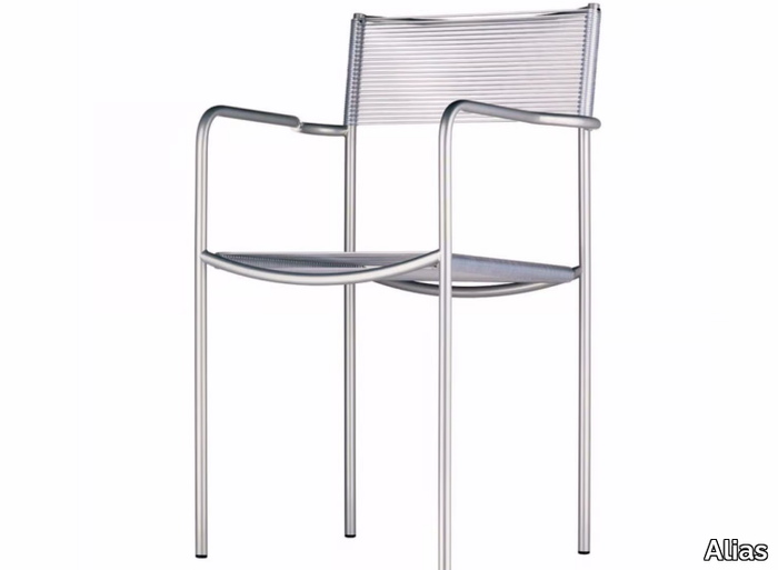 SPAGHETTI ARMREST - 131 - Stackable steel and PVC chair with armrests _ Alias