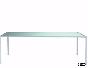 GREEN - 222_O - Rectangular Glass and Stainless Steel garden table _ Alias