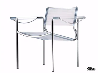 SPAGHETTI ARMCHAIR - 109 - Stackable steel and PVC easy chair with armrests _ Alias