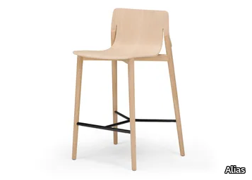 KAYAK STOOL / 051 - High solid wood stool with footrest _ Alias