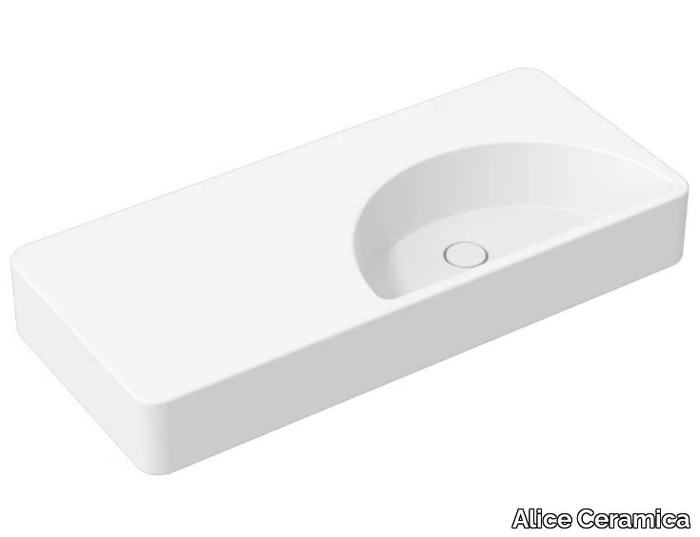 LUNARIS - Single ceramic washbasin with integrated countertop _ Alice Ceramica