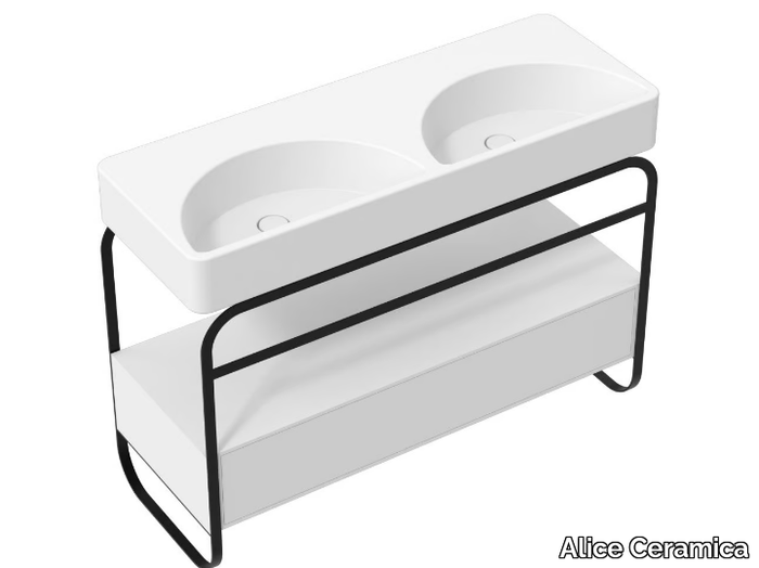 LUNARIS - Double stainless steel console sink with drawers _ Alice Ceramica