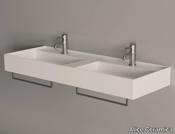 HIDE - Double ceramic washbasin _ Alice Ceramica