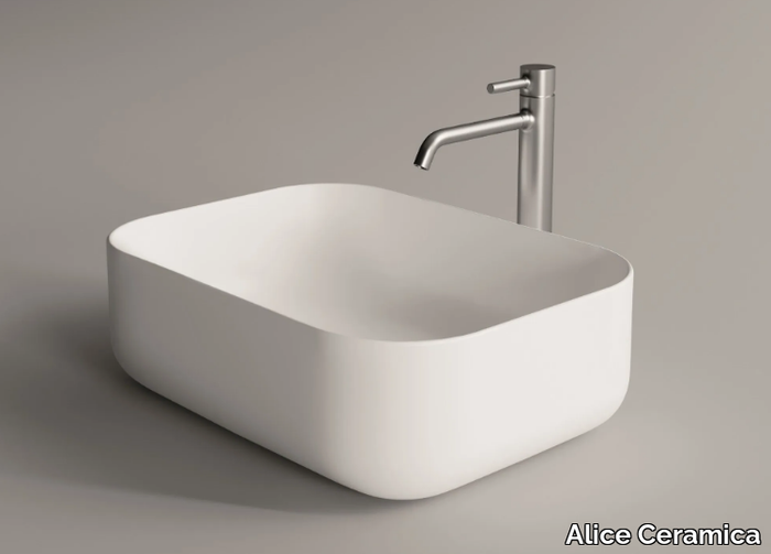 UNICA - Countertop rectangular ceramic washbasin _ Alice Ceramica