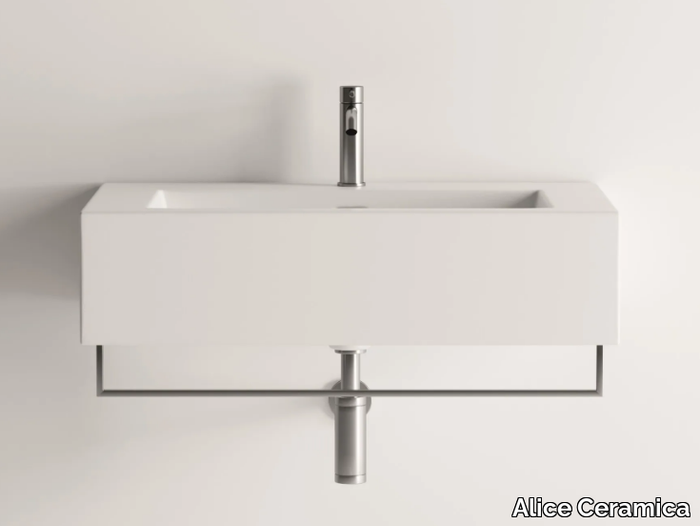 KUBO - Wall-mounted rectangular ceramic washbasin _ Alice Ceramica