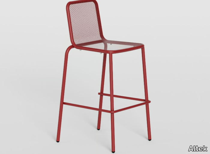 NIZZA - High powder coated steel stool with footrest _ Altek