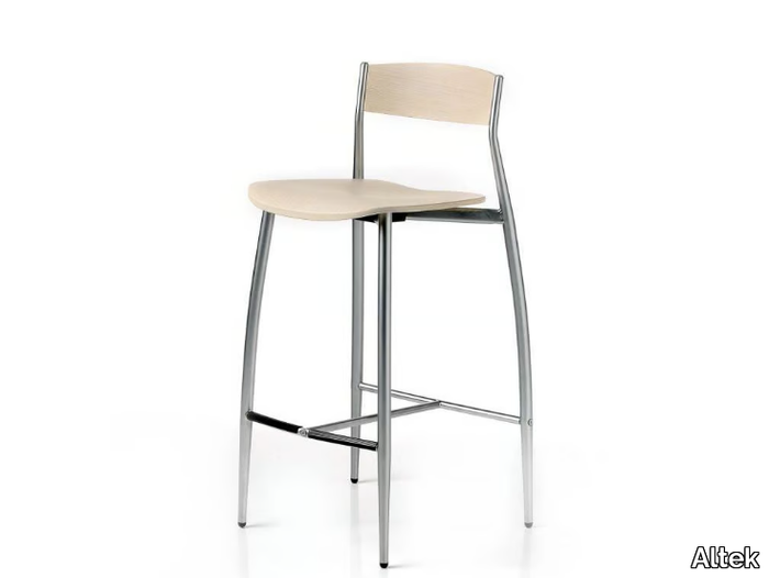 BABA - Steel and wood counter stool _ Altek