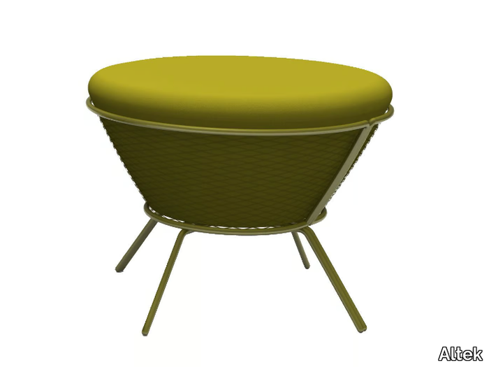 QUIZAS - Upholstered round steel pouf _ Altek