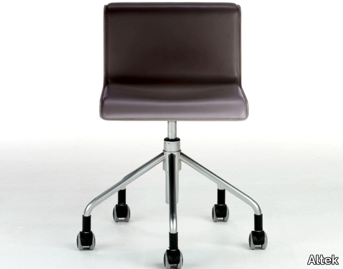 VERTIGO LV09 - Height-adjustable leather chair with castors with 5-spoke base _ Altek