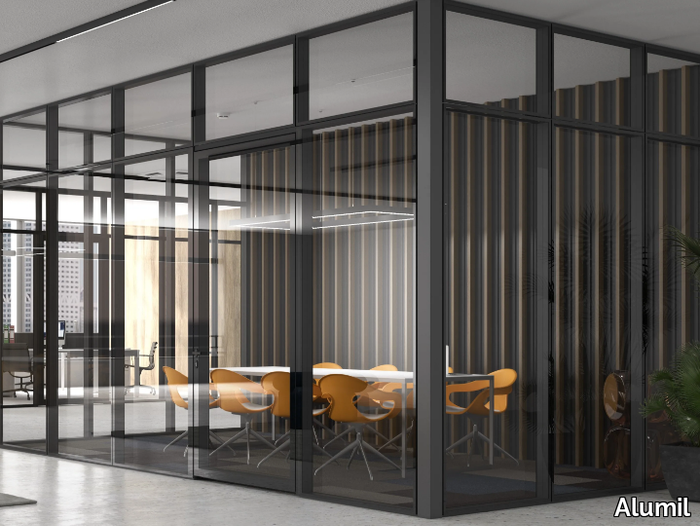 SMARTIA P200 SLIM - Glass and aluminium office partition _ Alumil