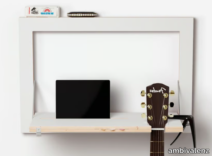 FLÄPPS GUITARHÄNG 60x40-1 - WHITE - Folding plywood wall shelf _ ambivalenz