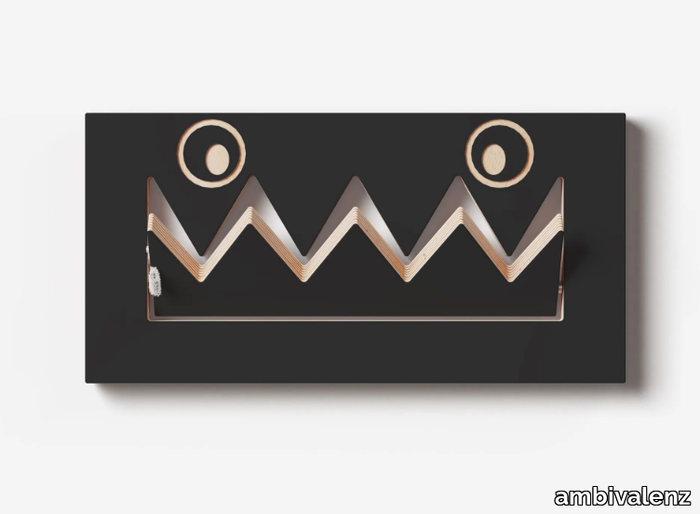 FLÄPPS MONSTERHÄNG 40x20-1 - BLACK - Wall-mounted plywood coat rack _ ambivalenz