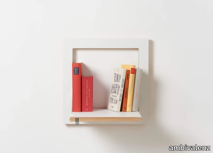 FLÄPPS 40x40x1 - WHITE - Folding plywood wall shelf _ ambivalenz