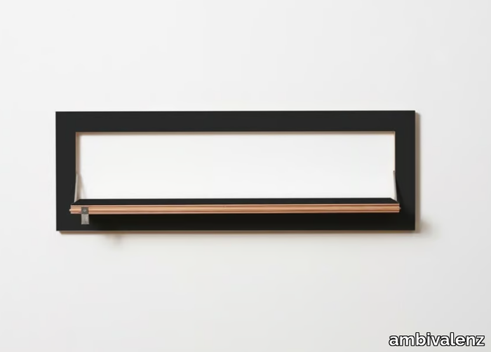 FLÄPPS 80x27x1 - BLACK - Folding plywood wall shelf _ ambivalenz