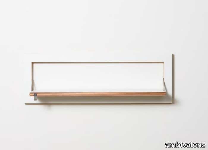 FLÄPPS 80x27x1 - WHITE - Folding plywood wall shelf _ ambivalenz