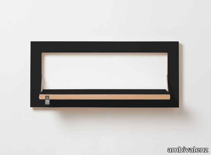 FLÄPPS 60x27x1 - BLACK - Folding plywood wall shelf _ ambivalenz