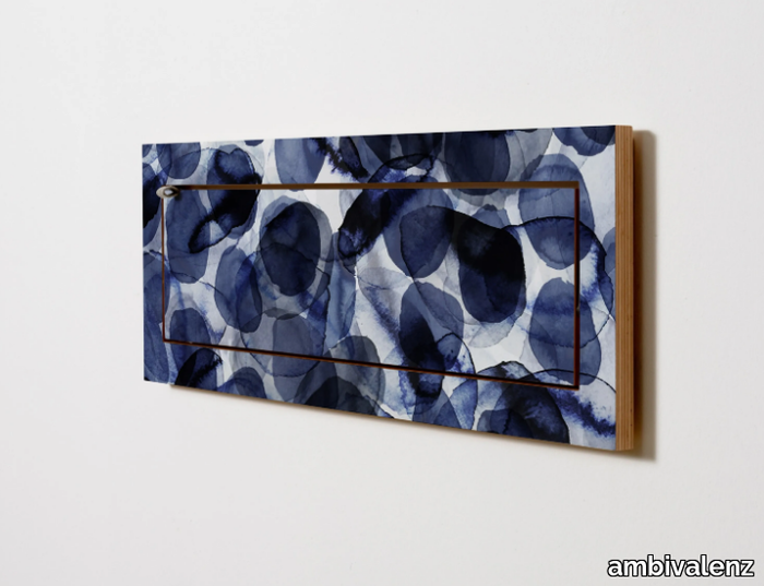 FLÄPPS 80x27x1 - BUBBLES INDIGO - Folding plywood wall shelf _ ambivalenz