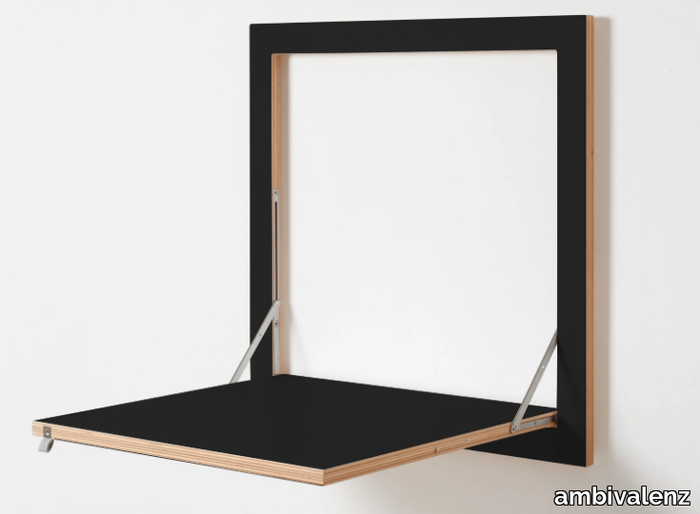 FLÄPPS KITCHEN TABLE - BLACK - Wall mounted plywood kitchen table _ ambivalenz