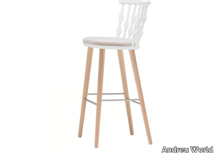 NUB BQ1452 / BQ1453 - High beech stool with integrated cushion _ Andreu World