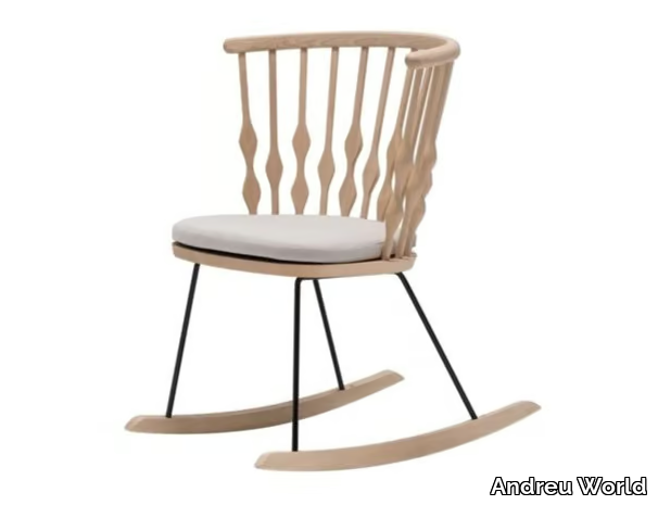 NUB SO1454 - Rocking beech chair with armrests _ Andreu World