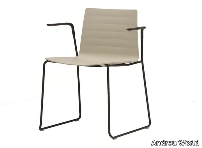 FLEX OUTDOOR SO1323 - Sled base Polymer garden chair with armrests _ Andreu World