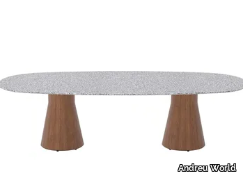 REVERSE WOOD OUTDOOR ME15108 - Oval table with iroko base _ Andreu World