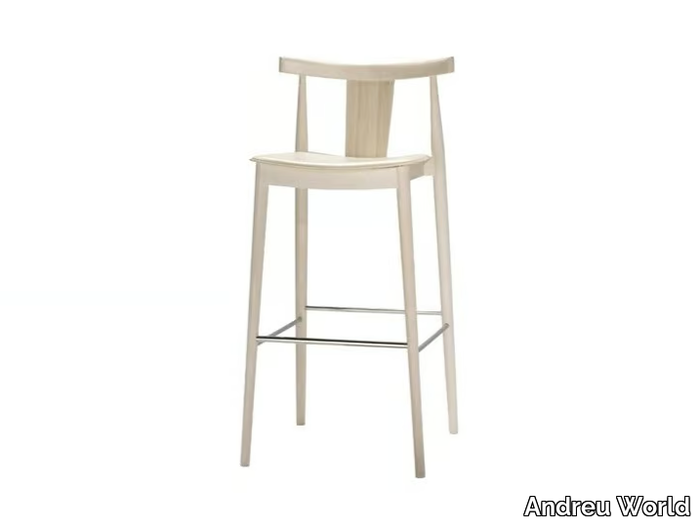 SMILE BQ0338 / BQ0349 - High beech stool with integrated cushion with footrest _ Andreu World