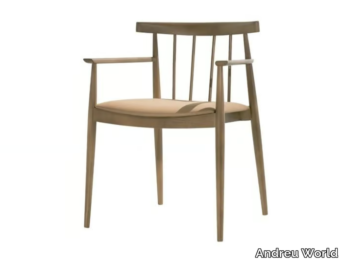 SMILE SO0334 - Open back beech chair with armrests with integrated cushion _ Andreu World