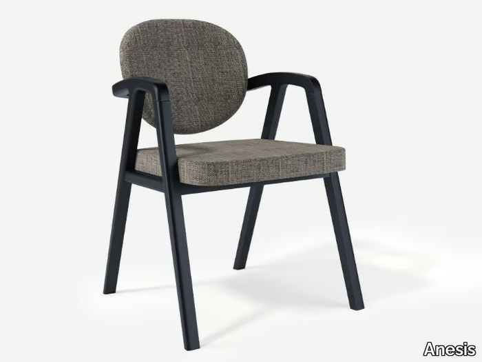 KAPPA - Upholstered fabric and ash wood chair with armrests _ Anesis