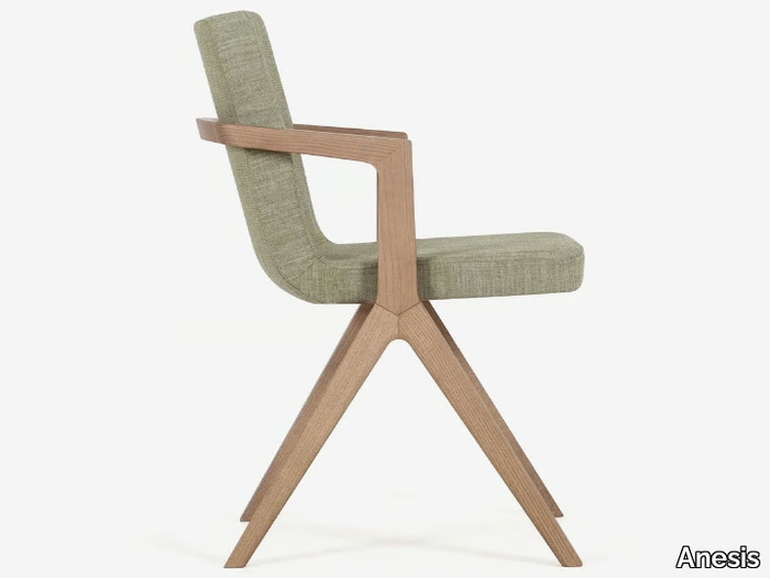 LAMDA - Upholstered wooden chair with armrests _ Anesis