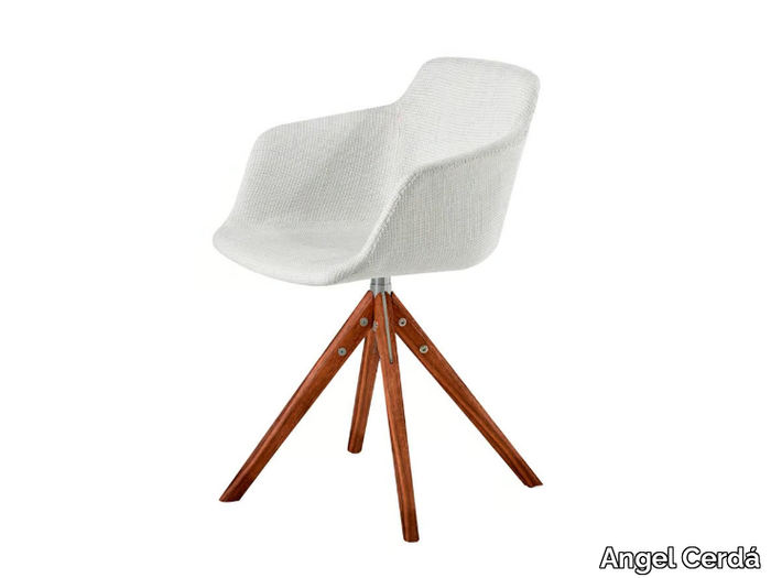 4059 - Swivel trestle-based fabric chair with armrests _ Angel Cerdá