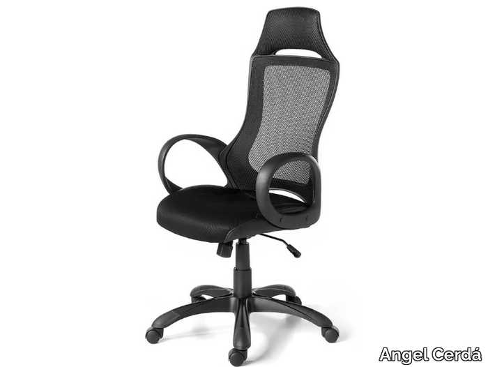 4074 - Height-adjustable mesh office chair with armrests with 5-Spoke base _ Angel Cerdá