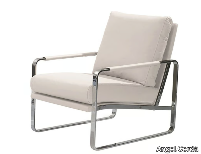 5026 - Sled base Imitation leather armchair with armrests _ Angel Cerdá