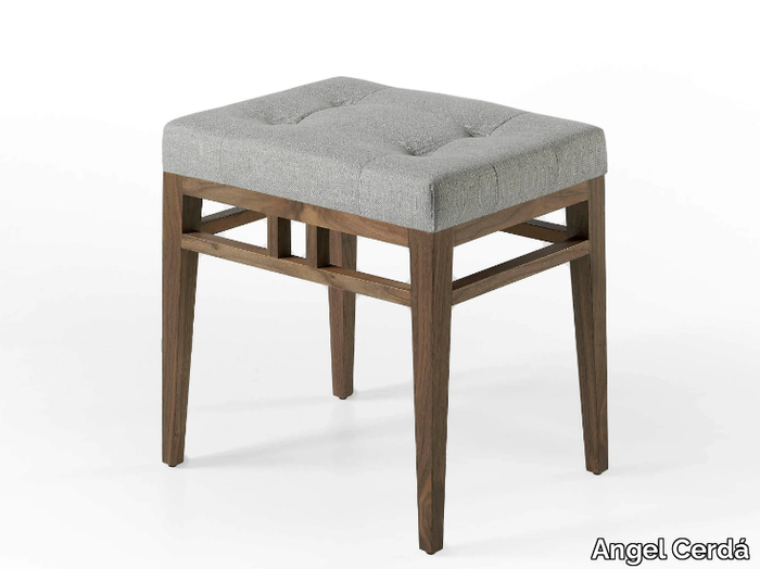 5027 - Low tufted upholstered wooden stool _ Angel Cerdá