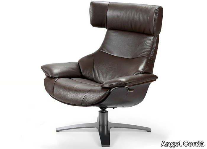 5022 - Recliner leather armchair with armrests with 4-spoke base _ Angel Cerdá