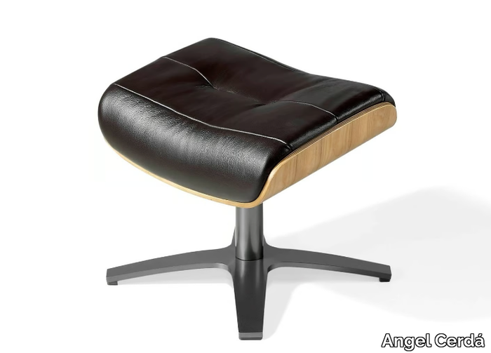 5035 - With 4-spoke base swivel upholstered tanned leather footstool _ Angel Cerdá