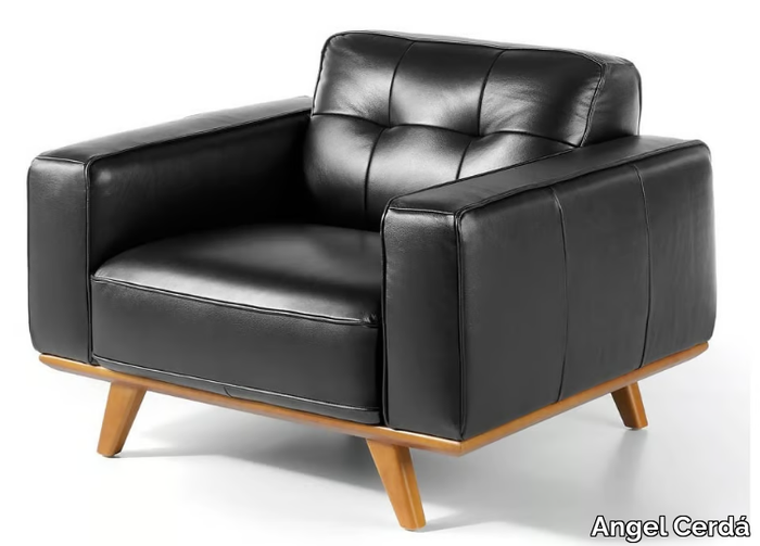 5037 - Tufted leather armchair with armrests _ Angel Cerdá