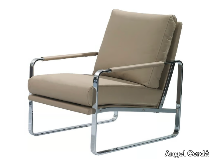 5046 - Sled base Imitation leather armchair with armrests _ Angel Cerdá