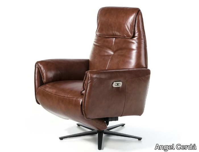 5056 - Recliner leather armchair with motorised functions with 5-spoke base _ Angel Cerdá