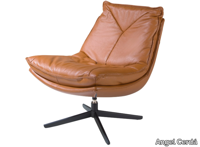 5096 - Swivel leather armchair with 4-spoke base _ Angel Cerdá